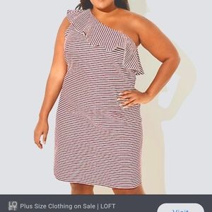 NWT Loft Burguny and White Striped Dress